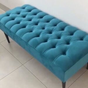 Azure Tufted Velvet Ottoman