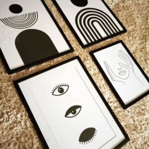 Abstract Black & White Wall Art Set